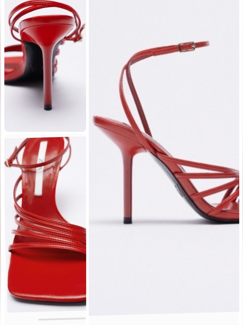 Zara Red Strappy High Heel Sandals